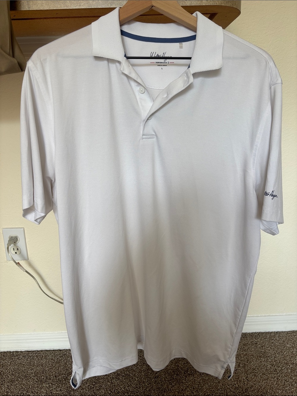 Walter Hagen White Men's Polo Shirt with Subtle Navy Trim